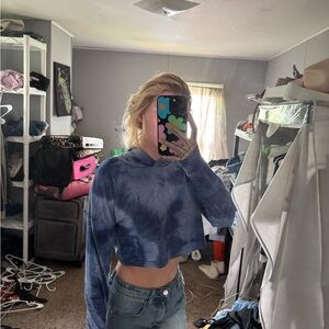 Blue Tie-Dye Women's Crop Top